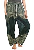 lofbaz donna pavone 2 coulisse harem boho pantaloni verde scuro xl