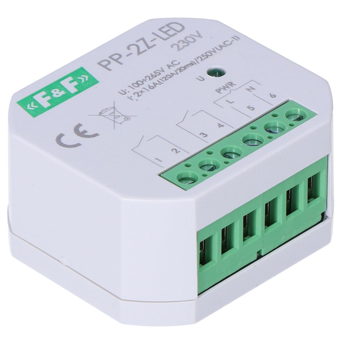 Elektromagnetische Relais 2Z 16A 100-265V AC (160A/20ms) PP-2Zi-230V f&f 5908312598572