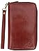 Portefeuille à Porter au Poignet - Homme - Porte-Cartes/Passeport - Voyage - Cuir - Cognac - Se Plie en Trois