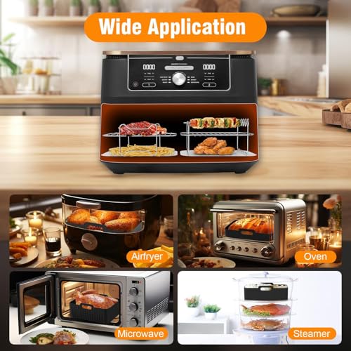 Large Size Air Fryer Accessories, 9Pcs Dual Air Fryer Accessories for Ninja Foodi Dual AF400UK AF451UK & Other 9.5LDual Zone Air Fryers, Upgraded Silicone Air Fryer Liner - Image 6