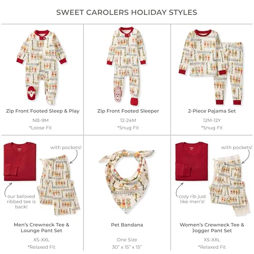 Burt's Bees Baby Baby Mens Family Christmas Pajamas Matching Sets-Organic Cotton PJs for Kids, Toddlers, Adults, Sweet Carolers, X Large2