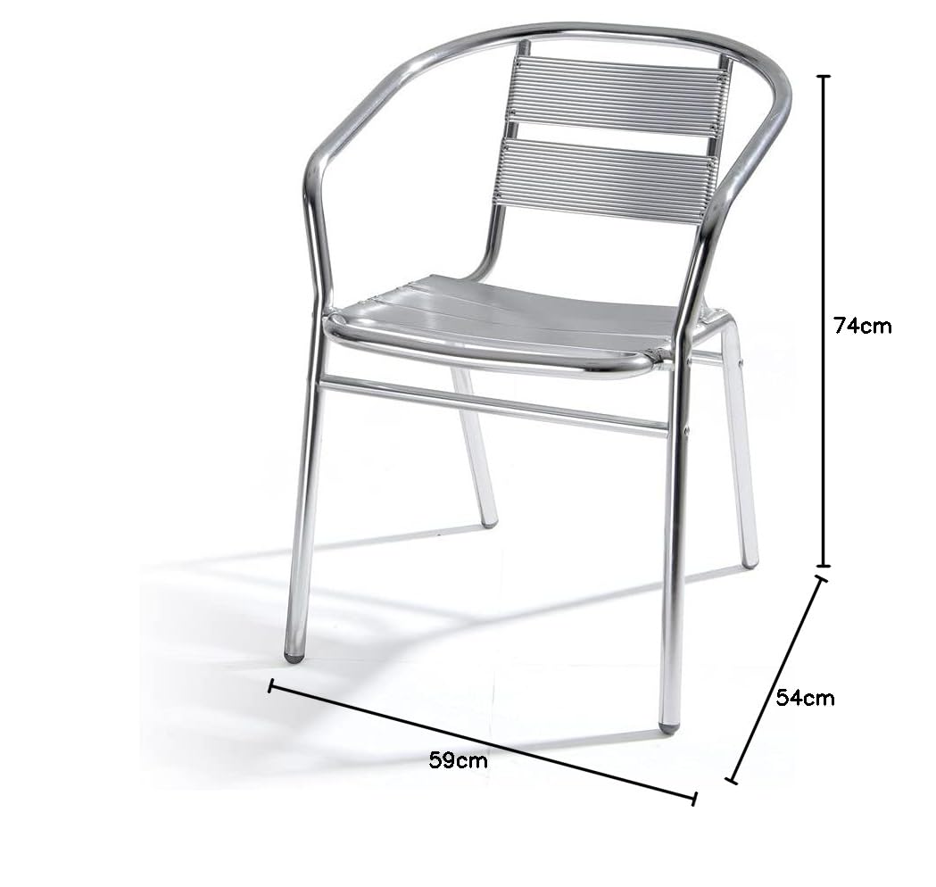 VERDELOOK | Alumine Sedia da Giardino in Alluminio, 54x59x74 cm, per Arredo Esterni, Bar, Terrazze, Leggera e Versatile, Sedia Impilabile