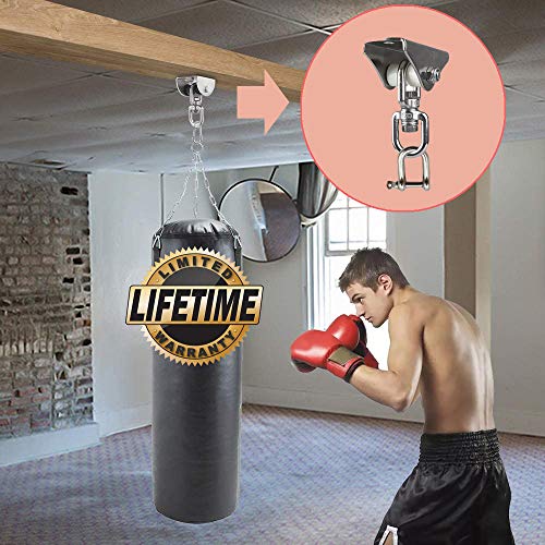 Punching Bag Bracket Antirust Stainless Steel Heavy Duty Swing Hanger 1000 Lb Wooden Concrete Mounting Silent 360° Ceiling Porch Kit Playground Gym Rope Boxing Hammock Chair Yoga D Rings