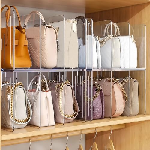 Clear Handbag Organizer - Adjustable Purse Display Stand with 4