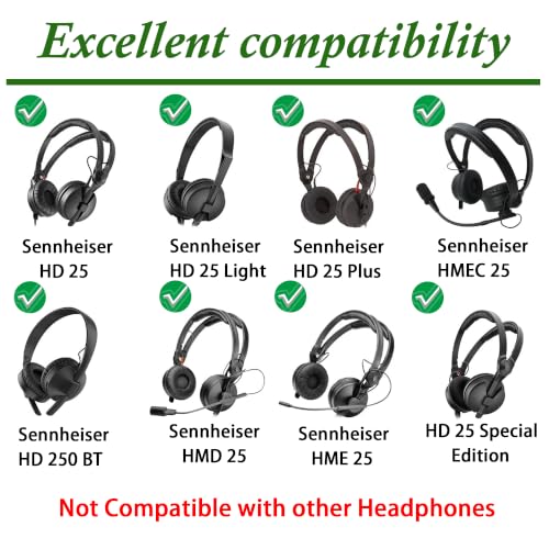 Almohadillas de repuesto para auriculares Sennheiser HD25, almohadillas auriculares de cuero proteínico con gel refrigerante y espuma viscoelástica para HD25 Plus/Lite/SP/HMD25/HME25/HMEC25 (negro) miniatura 2