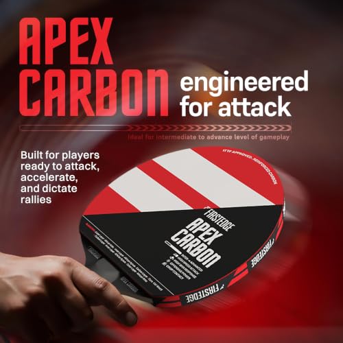 Image of ApeX Carbon ITTF Approved Table Tennis Racquet | African Koto & Ayous Wood with Kiri & Carbon Layers TT Racquet | Ergonomic Handle | High Speed + Spin Attack | Table Tennis Racquet Cover