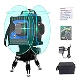 Nivel Laser Autonivelante Profesional, Depmog 12 líneas 25m láser de línea Línea vertical y horizontal autonivelante 3D IP54 Impermeable con 2 baterías Láser 3X 360 ° Linee Raggi