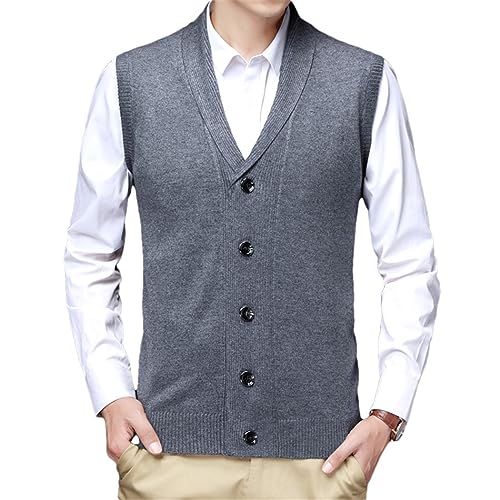 Chaleco de punto de lana para hombre con cuello en V Haitpant