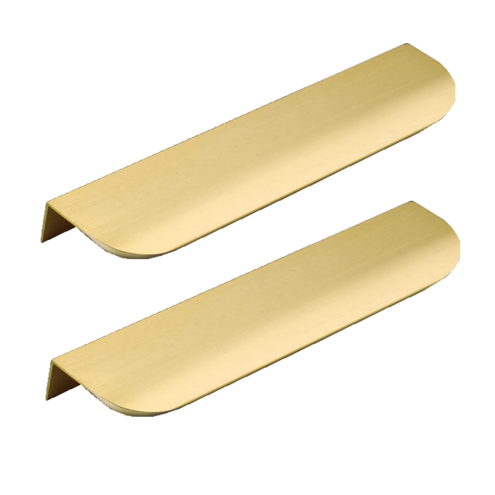OPFdfhDFH Concealed Door Handles, Invisible Door Knob Wardrobe Kitchen Cupboard Concealed Handles Finger Edge Pull Drawer Gold 2 Pieces(Hole Distance 128mm)