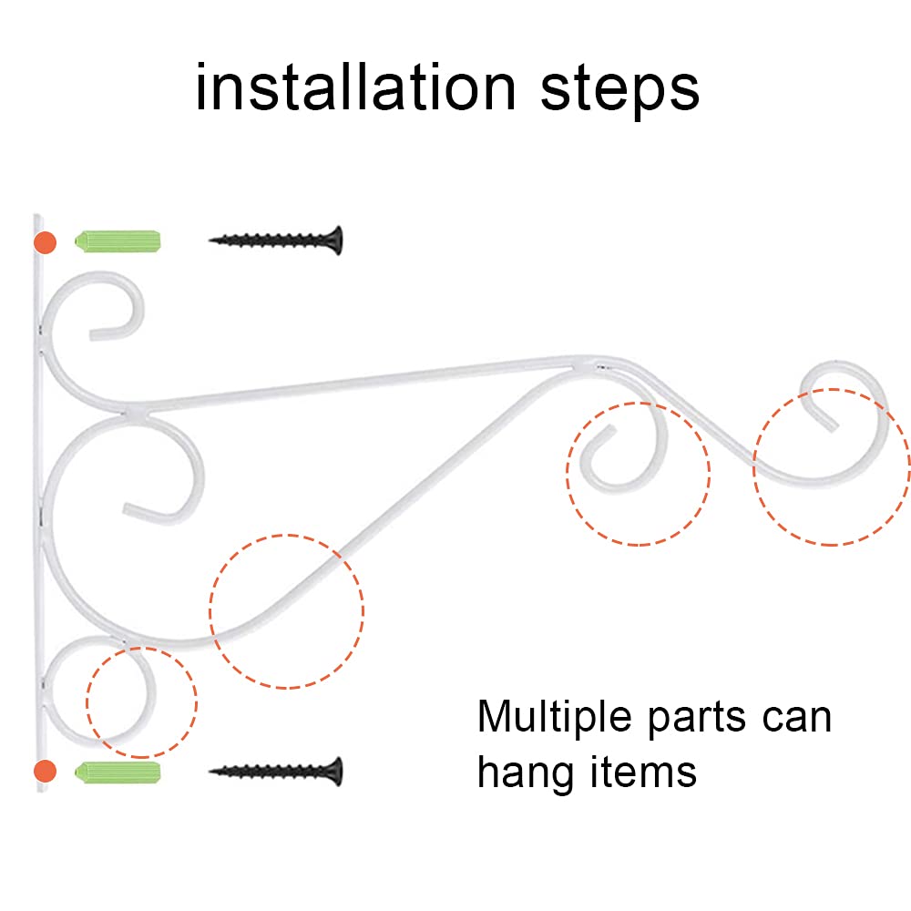 Crochet Mural Support Plante Suspendue, 2 Pièces Supports Jardin Suspendus Cintres Pot Fleur Avec Vis 29.5cm Pour Lanternes, Mangeoires à Oiseaux Carillons Planteurs Crochets Décoration Extérieure