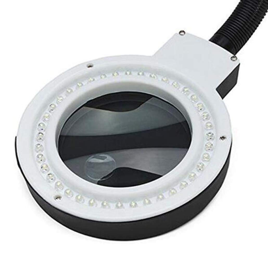 Lampa biurkowa z lupą z podświetleniem LED 5x, lampa z lupą 36 Led, lampa biurkowa z lupą do hobby, rzemiosła, inspekcji, czytania książek, czarny A, szkło powiększające ze światłem Comfortable