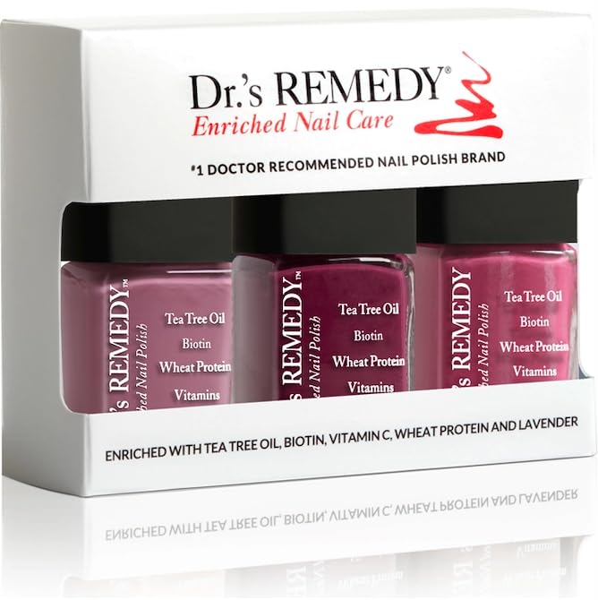 Dr’s Remedy 3 Pack Nail Polish Kit, BERRY Good Trio, Non