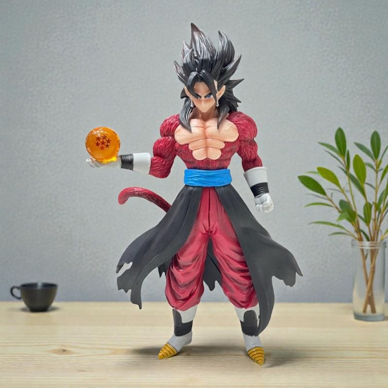 Image of Super Saiyan 4 Goku Action Figure 28 CM PVC Anime Collectible Statue for Fans, Kids & Teens, Display Figurine for Desk, Home Decor & Birthday Gift (Multicolour, Pack of 1)
