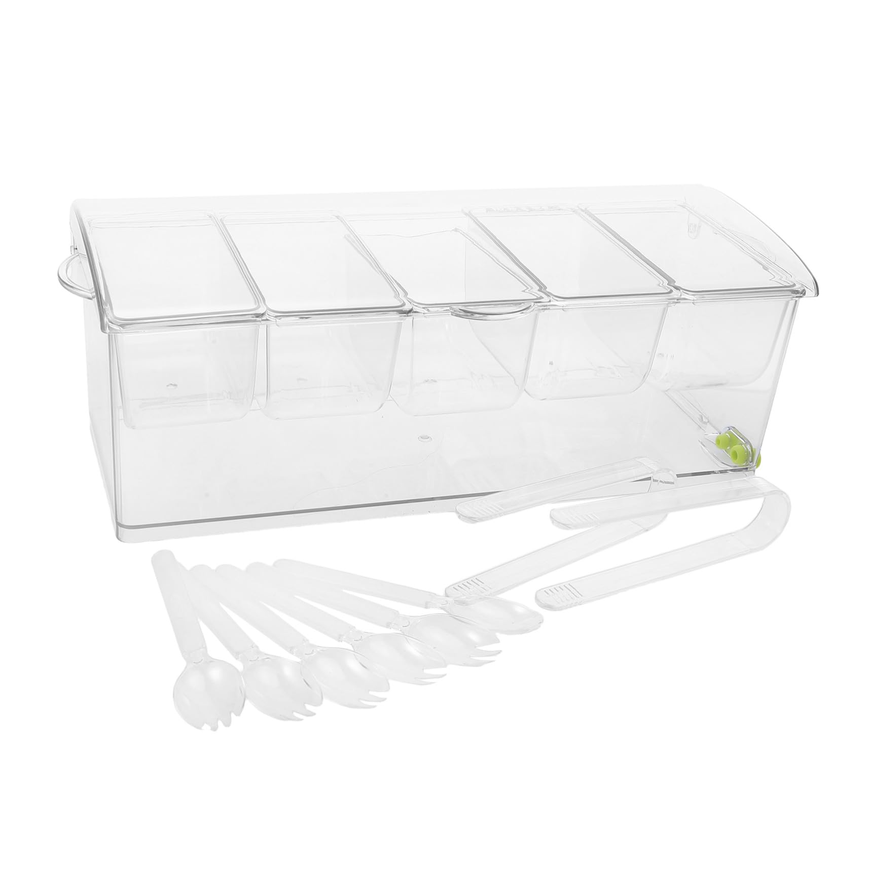 OUNONA Plateau à Condiments Réfrigéré avec Couvercle Plateau Plastique Compartiments Distributeur Froid pour Bar à Garnitures Fruits et Légumes Buffet Froid Service Traiteur