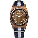 AB AETERNO 'Journey White Legno Noce Swiss Quarzo Bianco Ipoallergenico Tessuto NATO Blu Unisex Orologio