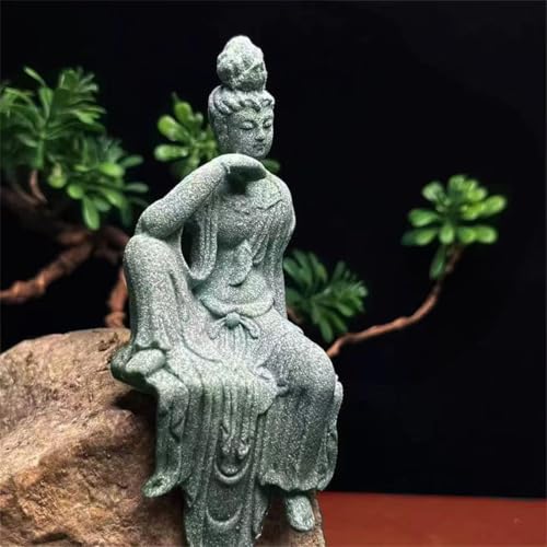 Image of livelyfish Fish Tank Decorations Buddha Statue Aquarium Guanyin Buddha Figurines Asian Zen Sandstone Statues, A