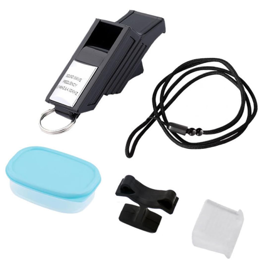 Epic Pea-Less Whistle & Matching Lanyard (in 3-Colors) Blue 3-Chamber Plastic Whistle