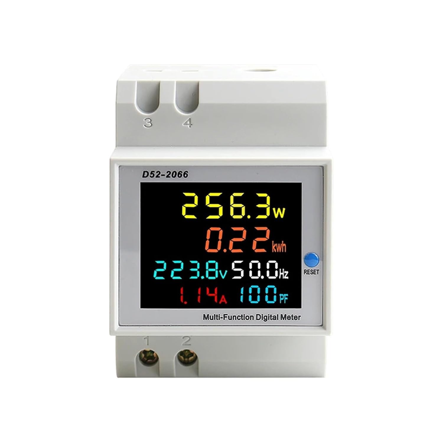 6IN1 Din Rail AC Monitor Voltage Current Power Factor Active KWH Electric Energy Frequency Meter Volt Amp 110V 220V 380V 100A(250-450V Built-in CT)