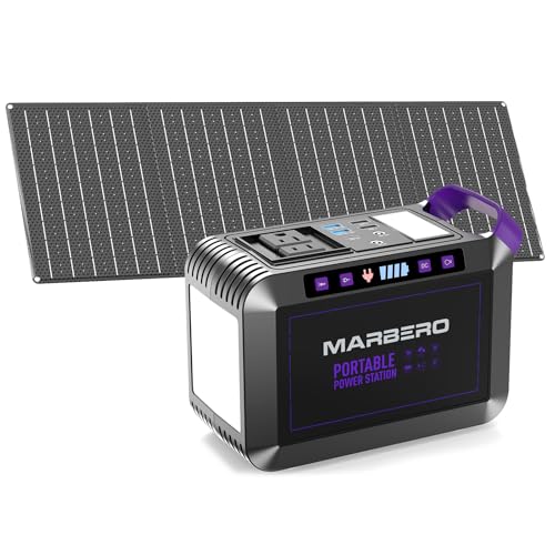 MARBERO 172Wh Solar Generator with Solar Panel Included Portable Power Station 200W with Foldable Solar Panel 40W Set for Camping Outdoor Hiking Fishing Emergency