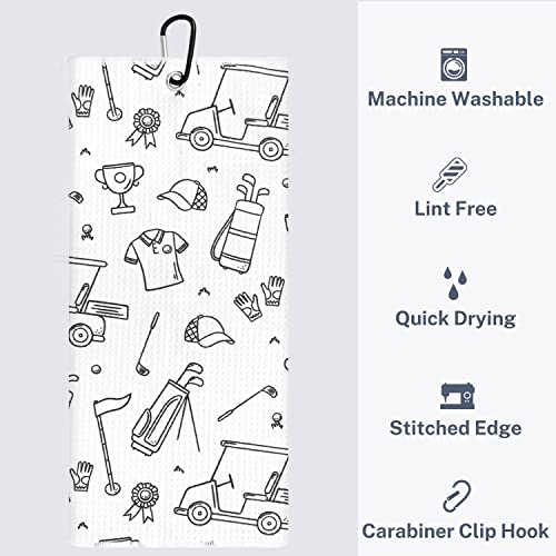 Playing It Forward Golf Doodles Golf Towel With Clip For Women And Men, Microfiber Waffle And Ball Towels, Set Of 2 #TOP2