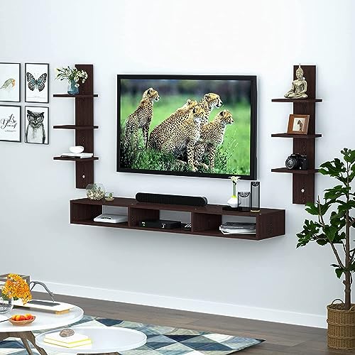 SNQ Engineered Wood ,Tv Unit For Living Room/Wall Mounted Tv Unit, Tv Cabinet, Tv Cabinet For Living Room, Tv Stand, Tv Unit For Bedroom, Set Top Box Stand (Brown), 81 Cm
