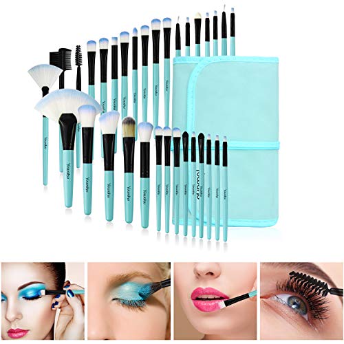 Makeup Brushes Set, 32Pcs Blue Premium Cosmetic Make Up Brushes Foundation Blending Blush Concealer Shader Eyeshadow Eyeliner Compatible Withtravel Makeup Bag #TOP3