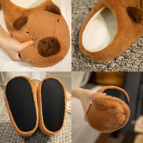 Cute Indoor Capybara House Plush Slides For Women - Soft Thickened Warm Plush Foot-Wrapped Capybara Shoes3