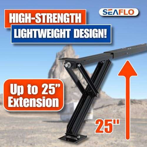 Image of SEAFLO 12V High-Speed Electrical Powered Stabilizing Jack, 4,000 Lbs Static Load Capacity, Heavy-Duty Powder-Coated Steel, Up to 25 inch Extension, Waterproof Motor, Corrosion-Resistant, 4-Year Warranty