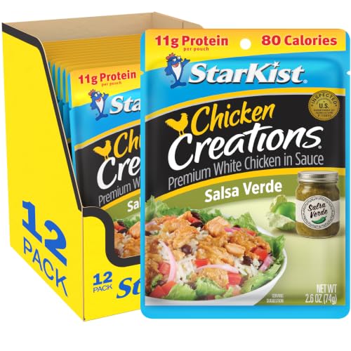 Image of StarKist Chicken Creations Salsa Verde, 2.6oz Pouch, 12-Pack | 11g Protein Per Serving, Fully Cooked White Meat, No Draining, Ready to Eat for Salad and Sandwiches