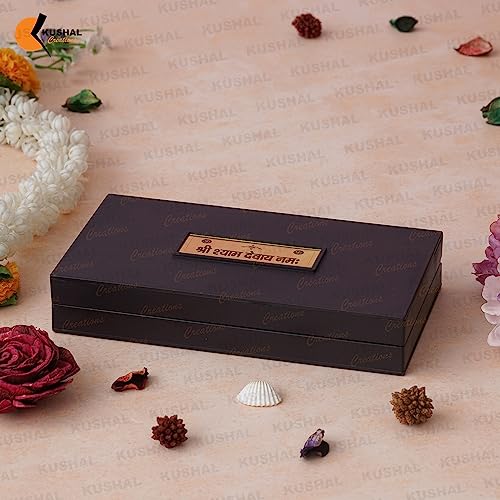 Image of 24K Gold Plated Religious Frame Photo Frame with Charan Paduka Return Gifts for Home Puja Office (Khatu Shayam JI)