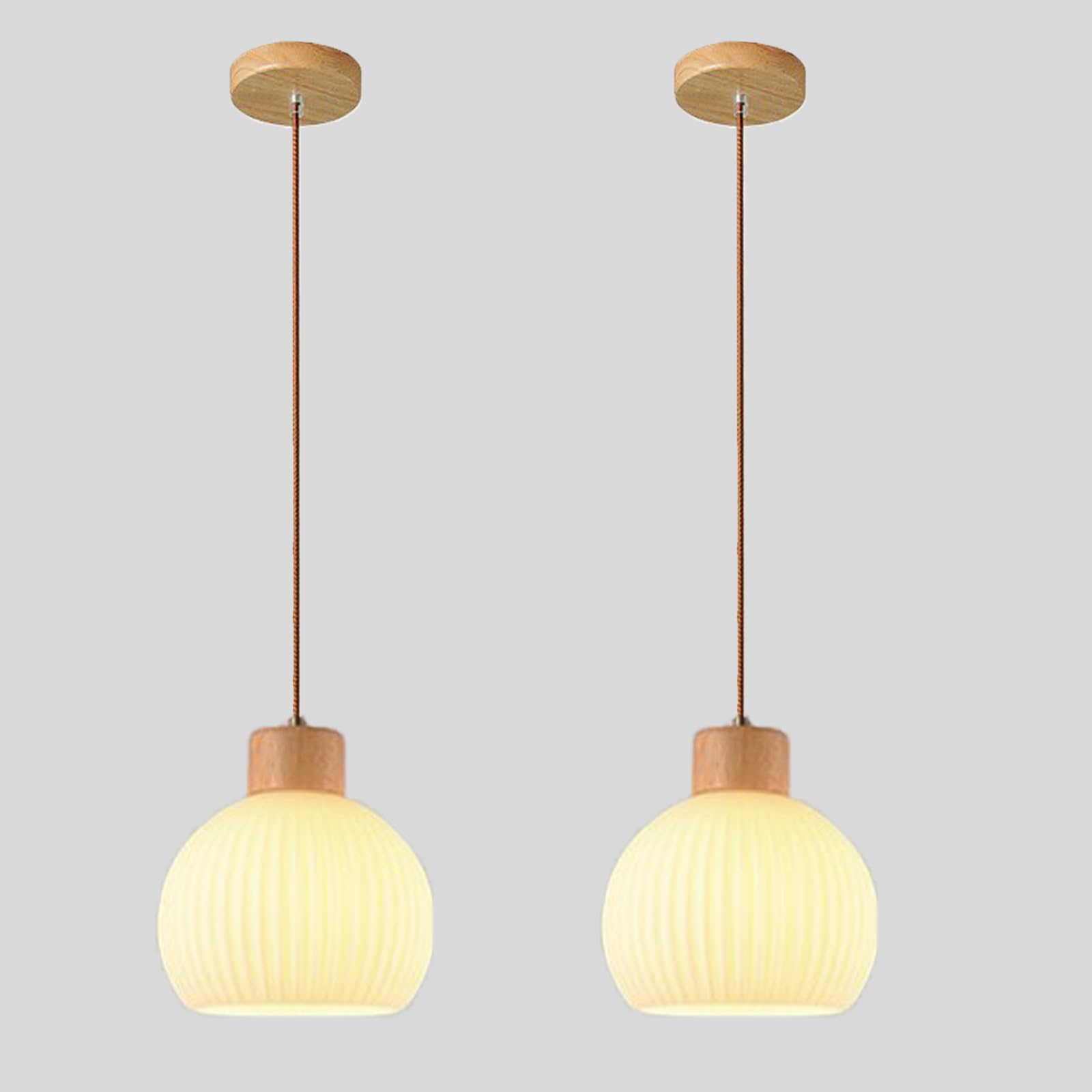 2 sztuki lampy wiszące ze szkła E27, retro żyrandol ze szklanym kloszem, lampa sufitowa, drewno, dekoracja do sypialni, salonu, kawiarni, średnica 20 cm