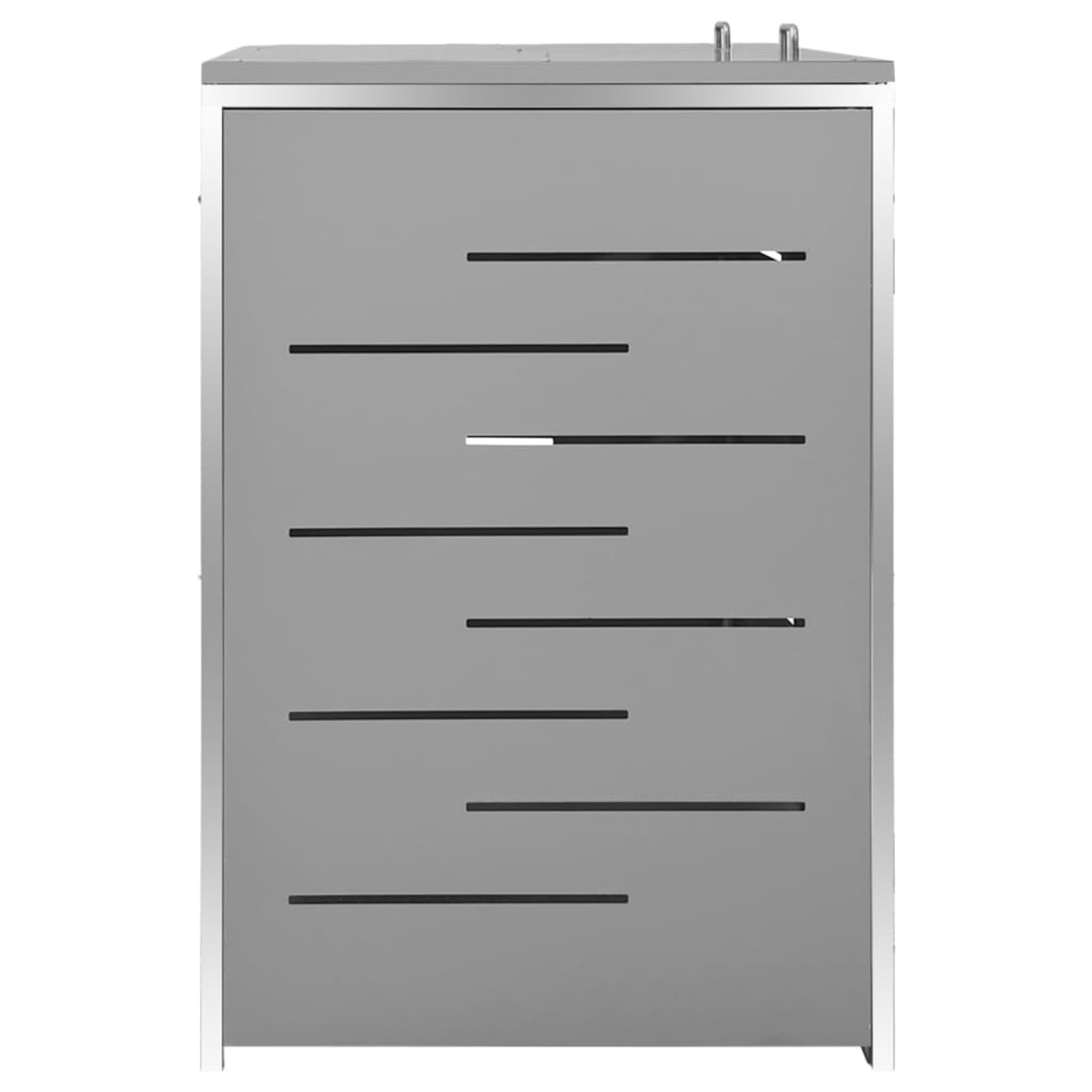 Doppel-Mülltonnenschuppen Edelstahl Outdoor Lagerung Versteck für Garten Grau Mülltonnenbox