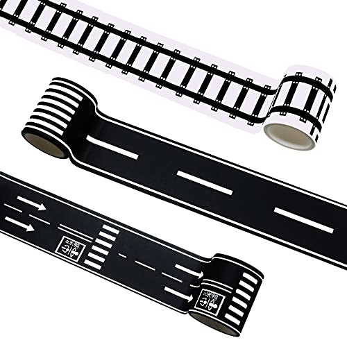 Hybsk DIY Züge Eisenbahnen Straßenband für Spielzeugautos insgesamt 3 Rollen (Typ 2) Cover