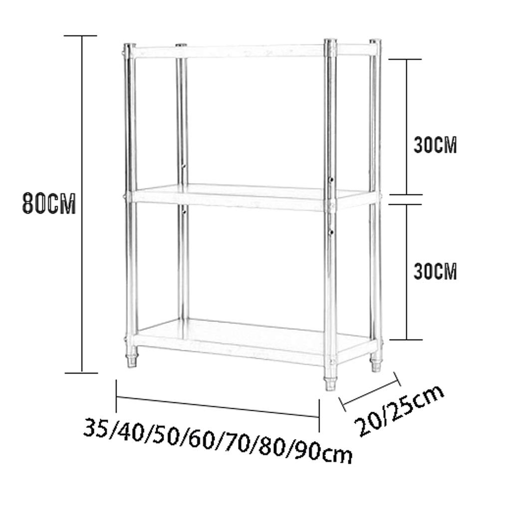 3-poziomowy regał kuchenny ze stali nierdzewnej, wąski stojak na lodówkę 20 cm, wielowarstwowy do małych przestrzeni, 20 x 70 x 80 cm, idealny do przechowywania w domu i biurze