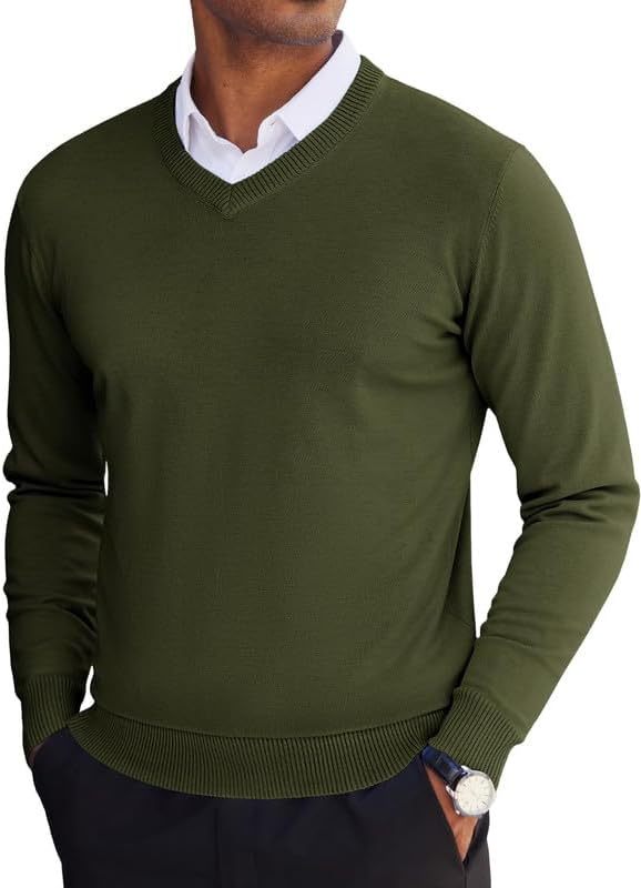 COOFANDY Men's V Neck Sweater Lightweight Knitted Pullover Sweate...