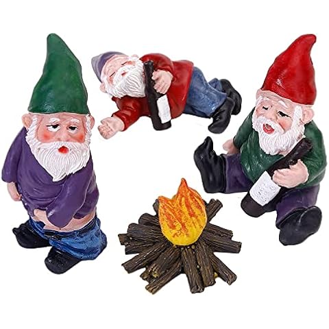 Funny Gnomes Garden Decorations Garden Gnomes Outdoor 4PCS Fairy Garden Miniatures Accessories Outdoor Garden Sculpture Statues Figurines Lawn Ornaments Garden Decor for Outside Yard Art Clearance Cover