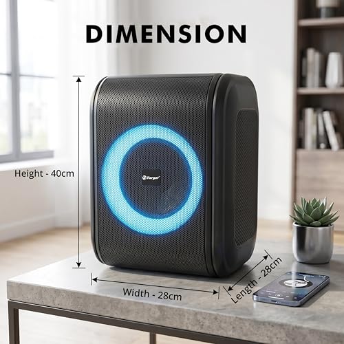 Image of Target TT-PSU-803 Bluetooth Party Speaker, 80W, 8 Inch, RGB Lights, Karaoke, with Wireless Microphone and Remote, Black