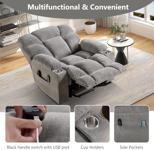 Sillón reclinable eléctrico gris oversized miniatura 5