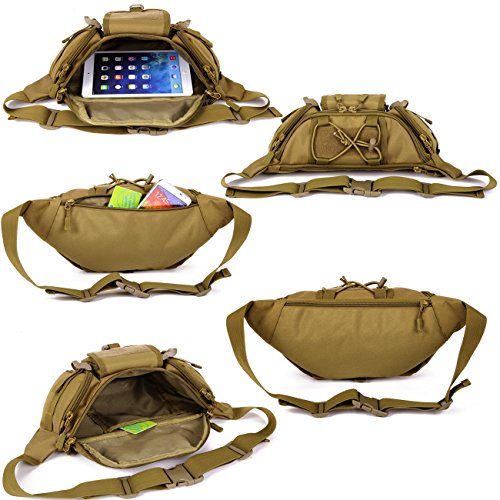 CREATOR Tactical Waist Pack Military Fanny Pack Outdoor Army Waist Bag Large Waist Pack for Daily Life Cycling Camping Hiking Hunting Fishing Black - Thumbnail 4