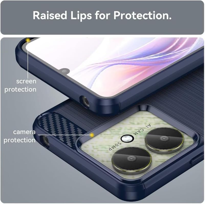 Image of NPRC Hybrid Ultra Slim Protective Case TPU Non-Slip Carbon Fiber Texture Shockproof Case Cover for Redmi 13c 5G - Blue