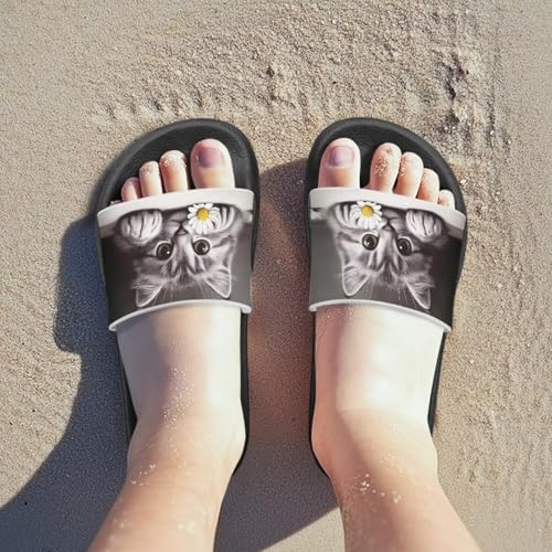 Image of Unisex Slides for Girls Boys Comfortable Slippers Slides Non-slip Shower Shoes House Fashion Thick for Indoor & Outdoor Gifts