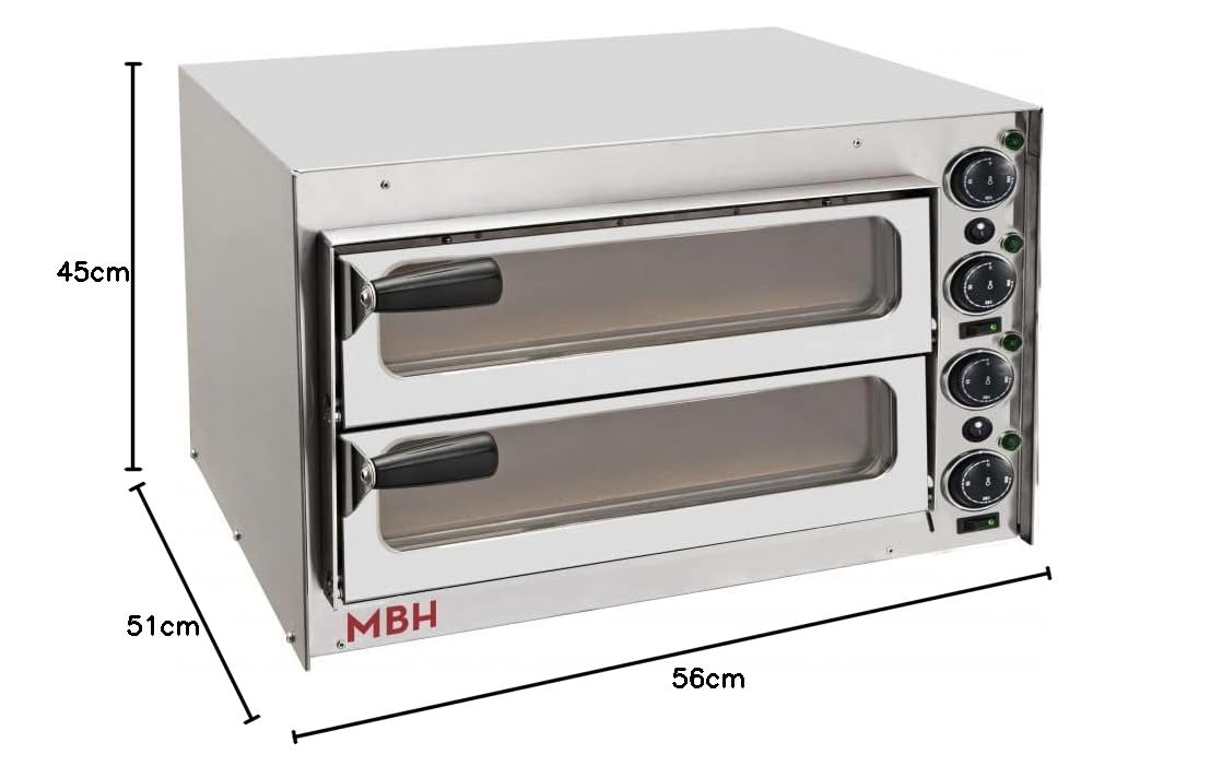 MBH - Four à pizza professionnel petit 2 étages. Four électrique industriel 2 pizzas porte verre pour restaurant.