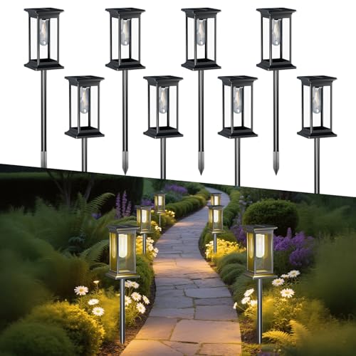 HEEDU 8PCS Luces Solares Exterior, Lámpara de Tungsteno de Alto Brillo, Lamparas Solares Exterior Jardin, Impermeables...