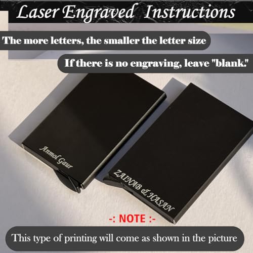 Image of Mini2buy Customized Name Engraved Card Holder for Credit, Debit, ATM Cards Premium Stainless Steel Size Ideal for Personal use or Corporate Gifting (Black Pop-up)