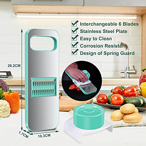 Vegetables Slicer - Kitchen Salad Utensil For Potatoes Carrots and Onion, Set of 6 Blades Manual Slicer, Stainless Steel Chopper, Cutter, Shredder - Thumbnail 2