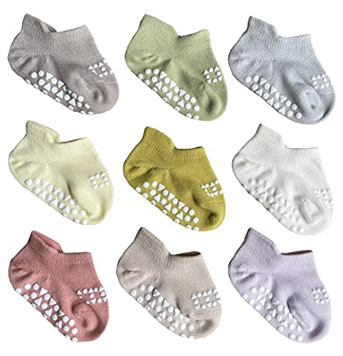 Image of QandSweet Baby Boy Combed Cotton Socks Toddler Ankle Sock Non-Skid for Newborn Infant Childrens