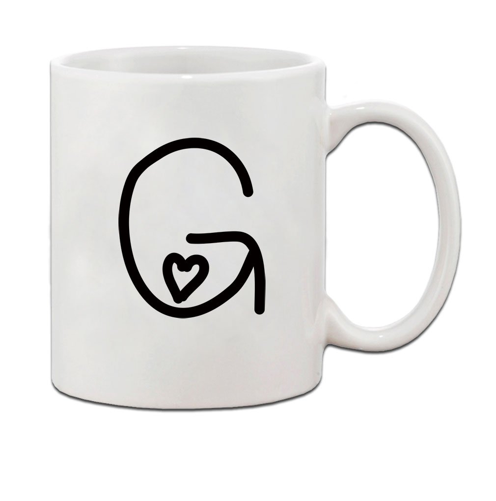 Speedy Pros G Love Hearts Initial Monogram Personalized Letter G Ceramic Mug Coffe Cup Holiday Christmas Hanukkah Gift For Men & Women