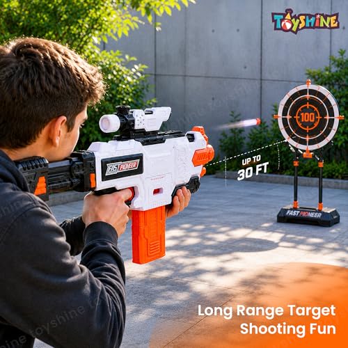 Image of Toyshine 60cm Soft Foam Bullet Blaster Battery Operated Alpha Striker Motorized Toy Gun with 20 Bullets,Targeting Scope Gun for Long Range Shooting Game Toy for Kids 8+ Years