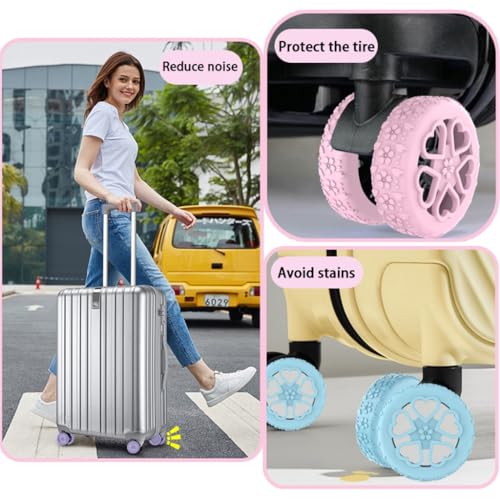 Luggage Wheel Covers Silicone Suitcase Wheel Protectors Flower Texture Reduce Noise Easy Installation for Travel 8Pcs4