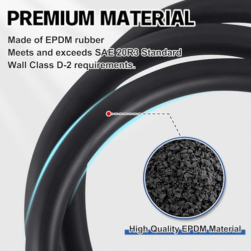 Image of Boltigen 5 /8inch Heater Hose, 10 Feet Coolant Radiator Line for Water, Antifreeze and Fuel Systems, SAE J20R3 D2, 100PSI Working Pressure (5 /8''-10FT)